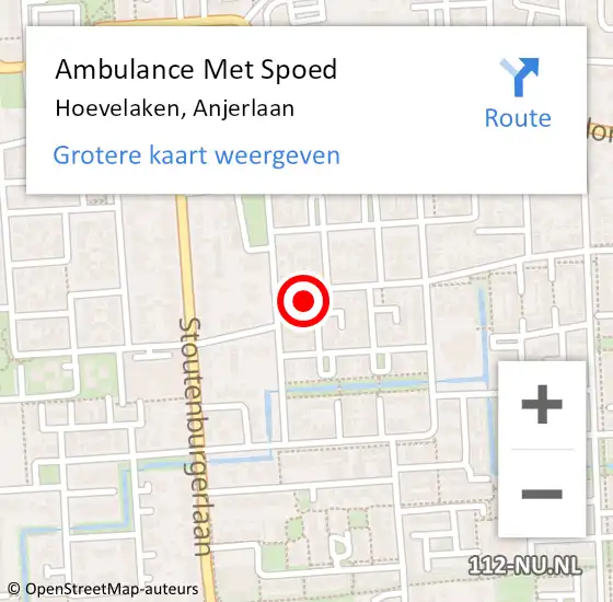 Locatie op kaart van de 112 melding: Ambulance Met Spoed Naar Hoevelaken, Anjerlaan op 26 augustus 2015 16:14