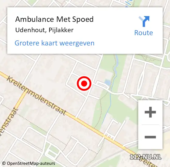 Locatie op kaart van de 112 melding: Ambulance Met Spoed Naar Udenhout, Pijlakker op 26 augustus 2015 16:31