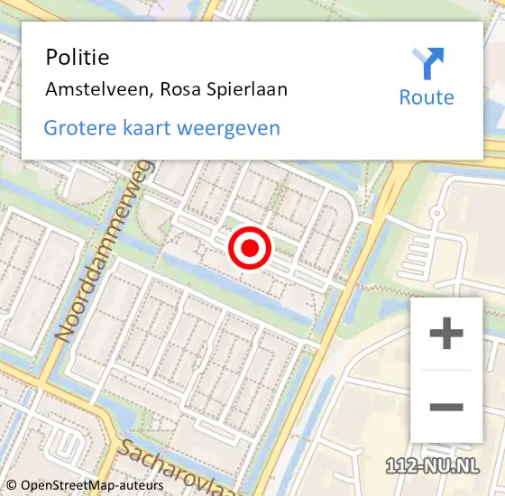 Locatie op kaart van de 112 melding: Politie Amstelveen, Rosa Spierlaan op 26 augustus 2015 16:43