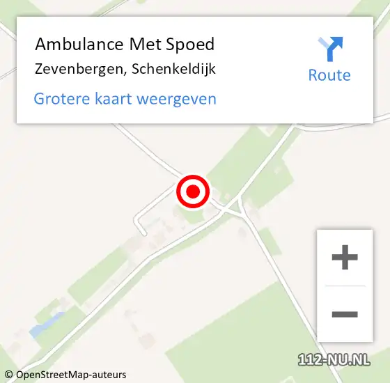 Locatie op kaart van de 112 melding: Ambulance Met Spoed Naar Zevenbergen, Schenkeldijk op 18 november 2013 16:04