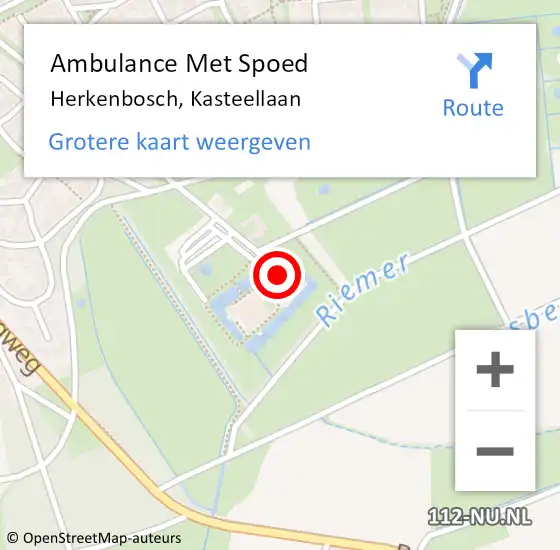 Locatie op kaart van de 112 melding: Ambulance Met Spoed Naar Herkenbosch, Kasteellaan op 26 augustus 2015 17:28