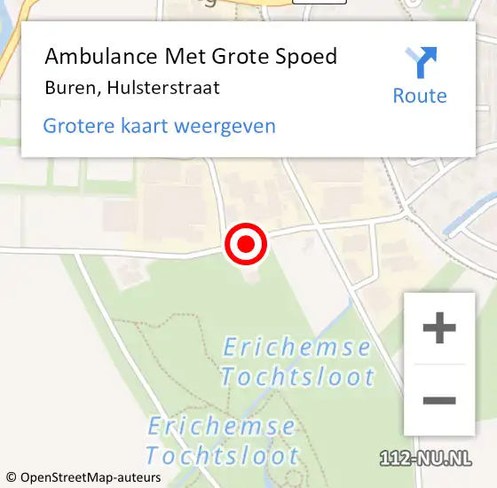 Locatie op kaart van de 112 melding: Ambulance Met Grote Spoed Naar Buren, Hulsterstraat op 18 november 2013 16:06