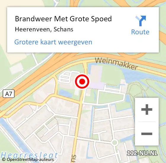 Locatie op kaart van de 112 melding: Brandweer Met Grote Spoed Naar Heerenveen, Schans op 26 augustus 2015 17:37