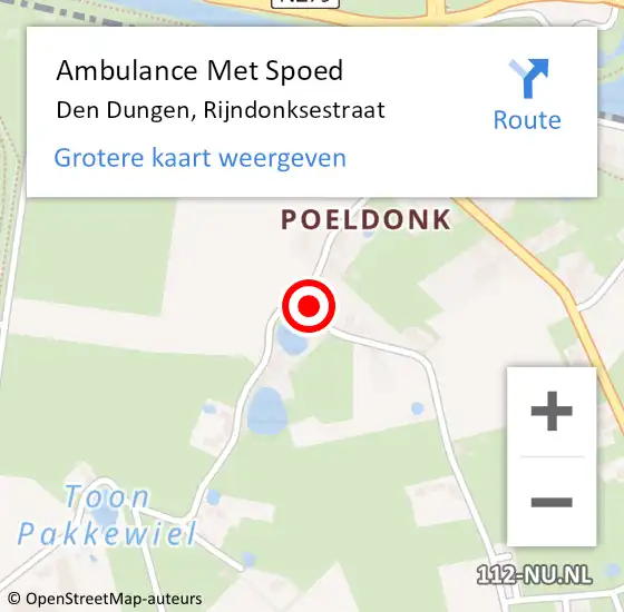 Locatie op kaart van de 112 melding: Ambulance Met Spoed Naar Den Dungen, Rijndonksestraat op 26 augustus 2015 18:07