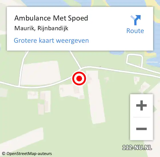 Locatie op kaart van de 112 melding: Ambulance Met Spoed Naar Maurik, Rijnbandijk op 26 augustus 2015 18:17