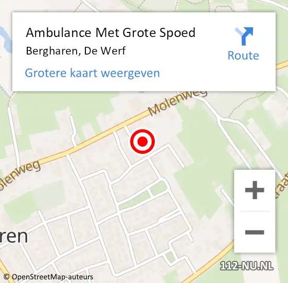 Locatie op kaart van de 112 melding: Ambulance Met Grote Spoed Naar Bergharen, De Werf op 26 augustus 2015 18:25