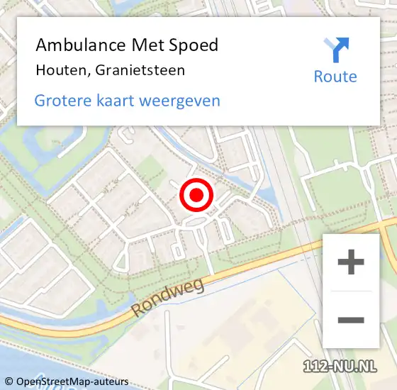 Locatie op kaart van de 112 melding: Ambulance Met Spoed Naar Houten, Granietsteen op 26 augustus 2015 18:55