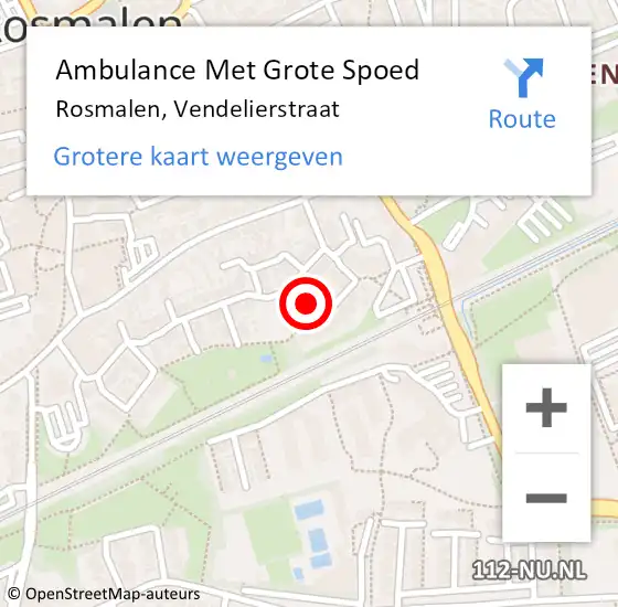 Locatie op kaart van de 112 melding: Ambulance Met Grote Spoed Naar Rosmalen, Vendelierstraat op 26 augustus 2015 19:28