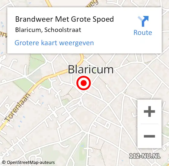 Locatie op kaart van de 112 melding: Brandweer Met Grote Spoed Naar Blaricum, Schoolstraat op 26 augustus 2015 22:18