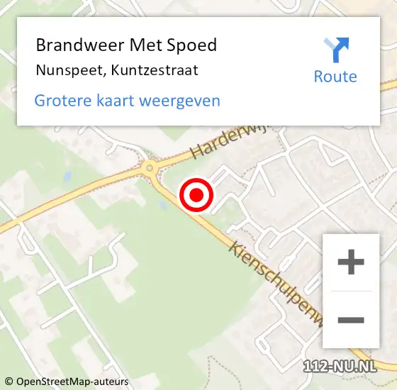 Locatie op kaart van de 112 melding: Brandweer Met Spoed Naar Nunspeet, Kuntzestraat op 26 augustus 2015 23:11