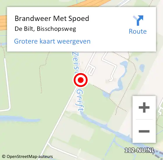 Locatie op kaart van de 112 melding: Brandweer Met Spoed Naar Zeist, Bisschopsweg op 27 augustus 2015 00:04
