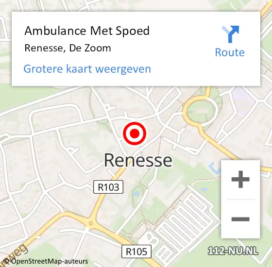 Locatie op kaart van de 112 melding: Ambulance Met Spoed Naar Renesse, De Zoom op 27 augustus 2015 01:57