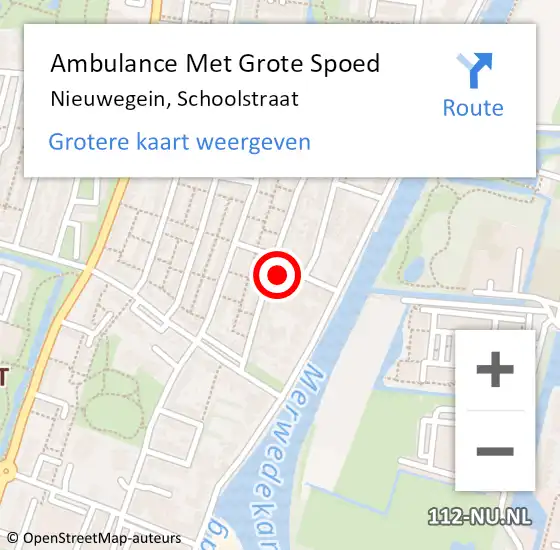 Locatie op kaart van de 112 melding: Ambulance Met Grote Spoed Naar Nieuwegein, Schoolstraat op 27 augustus 2015 04:24