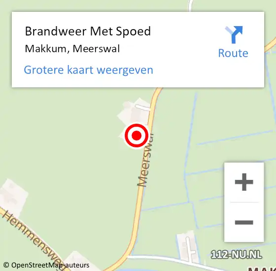 Locatie op kaart van de 112 melding: Brandweer Met Spoed Naar Makkum, Meerswal op 27 augustus 2015 04:59