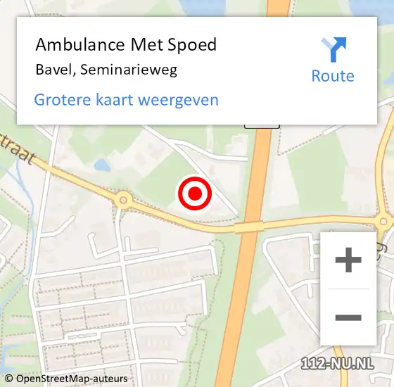 Locatie op kaart van de 112 melding: Ambulance Met Spoed Naar Bavel, Seminarieweg op 27 augustus 2015 06:19