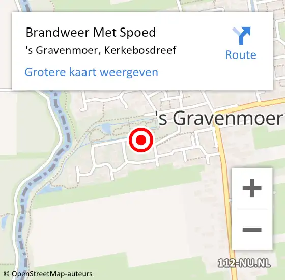 Locatie op kaart van de 112 melding: Brandweer Met Spoed Naar 's Gravenmoer, Kerkebosdreef op 27 augustus 2015 06:57