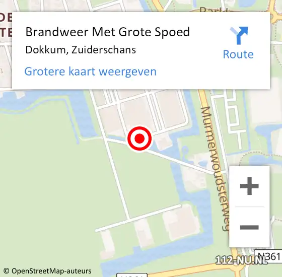 Locatie op kaart van de 112 melding: Brandweer Met Grote Spoed Naar Dokkum, Zuiderschans op 27 augustus 2015 08:39