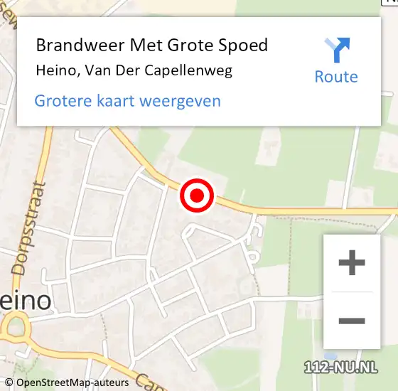 Locatie op kaart van de 112 melding: Brandweer Met Grote Spoed Naar Heino, Van Der Capellenweg op 27 augustus 2015 09:03