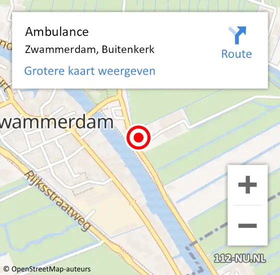 Locatie op kaart van de 112 melding: Ambulance Zwammerdam, Buitenkerk op 27 augustus 2015 10:00