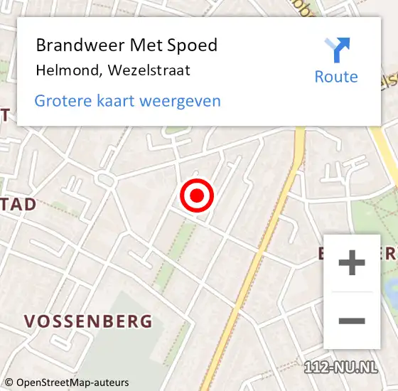 Locatie op kaart van de 112 melding: Brandweer Met Spoed Naar Helmond, Wezelstraat op 27 augustus 2015 10:11