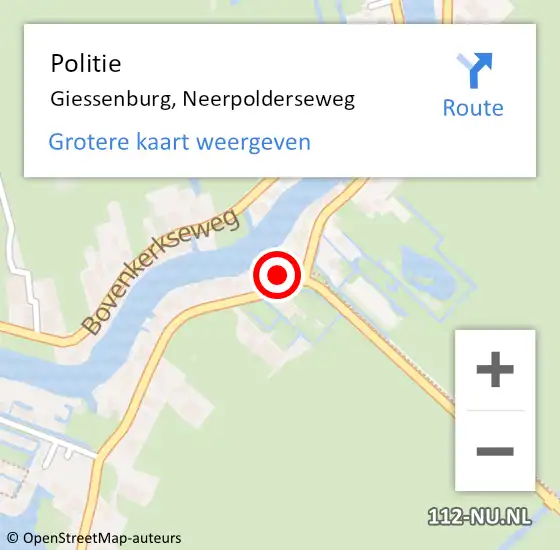 Locatie op kaart van de 112 melding: Politie Giessenburg, Neerpolderseweg op 27 augustus 2015 11:04