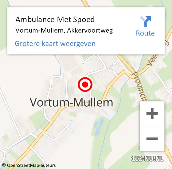 Locatie op kaart van de 112 melding: Ambulance Met Spoed Naar Vortum-Mullem, Akkervoortweg op 27 augustus 2015 11:15