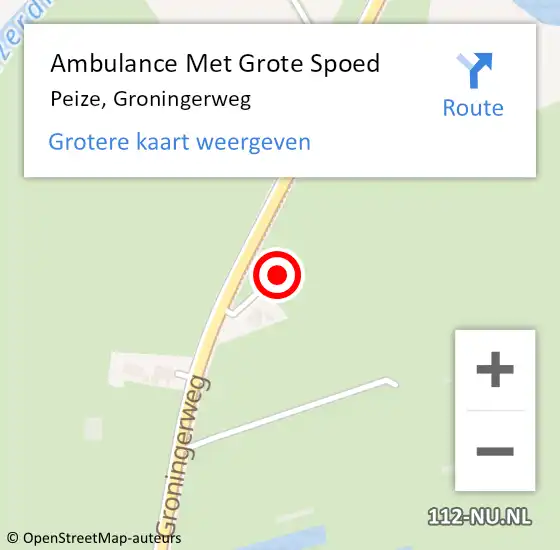 Locatie op kaart van de 112 melding: Ambulance Met Grote Spoed Naar Peize, Groningerweg op 18 november 2013 17:15