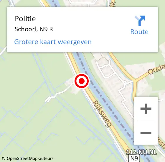 Locatie op kaart van de 112 melding: Politie Schoorl, N9 R op 27 augustus 2015 12:16