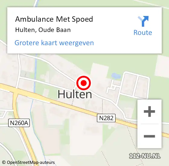 Locatie op kaart van de 112 melding: Ambulance Met Spoed Naar Hulten, Oude Baan op 27 augustus 2015 12:35