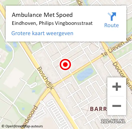 Locatie op kaart van de 112 melding: Ambulance Met Spoed Naar Eindhoven, Philips Vingboonsstraat op 27 augustus 2015 13:23