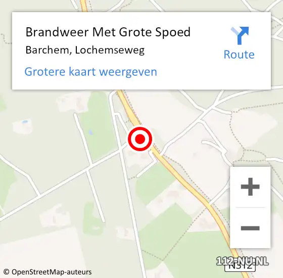 Locatie op kaart van de 112 melding: Brandweer Met Grote Spoed Naar Barchem, Lochemseweg op 27 augustus 2015 13:45