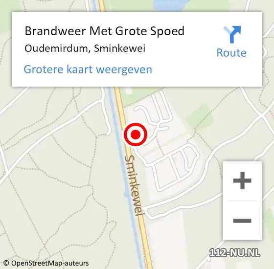 Locatie op kaart van de 112 melding: Brandweer Met Grote Spoed Naar Oudemirdum, Sminkewei op 27 augustus 2015 13:56