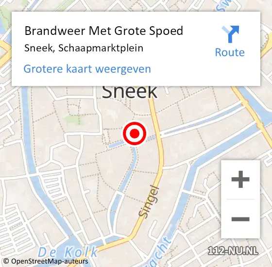 Locatie op kaart van de 112 melding: Brandweer Met Grote Spoed Naar Sneek, Schaapmarktplein op 27 augustus 2015 13:57