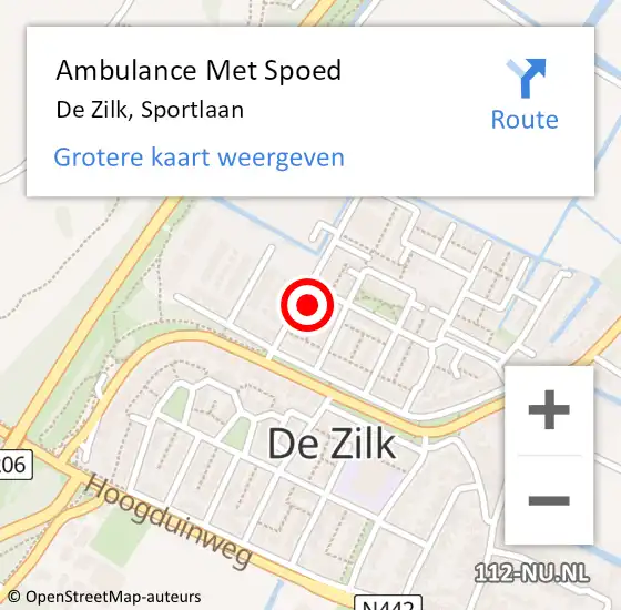 Locatie op kaart van de 112 melding: Ambulance Met Spoed Naar De Zilk, Sportlaan op 18 november 2013 17:43