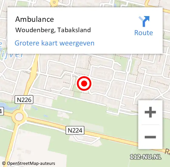 Locatie op kaart van de 112 melding: Ambulance Woudenberg, Tabaksland op 27 augustus 2015 16:11