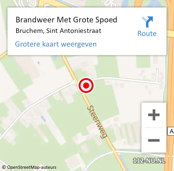 Locatie op kaart van de 112 melding: Brandweer Met Grote Spoed Naar Bruchem, Sint Antoniestraat op 27 augustus 2015 17:05