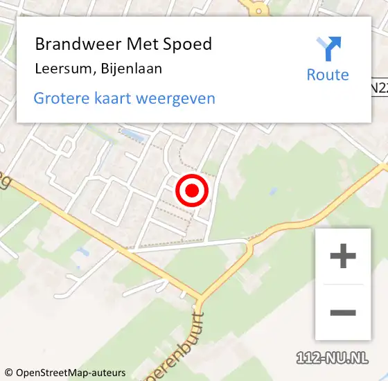 Locatie op kaart van de 112 melding: Brandweer Met Spoed Naar Leersum, Bijenlaan op 27 augustus 2015 18:08