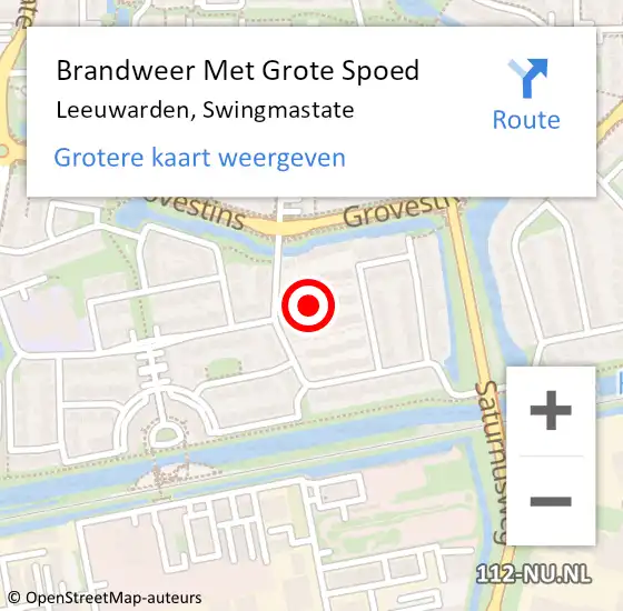 Locatie op kaart van de 112 melding: Brandweer Met Grote Spoed Naar Leeuwarden, Swingmastate op 27 augustus 2015 18:14