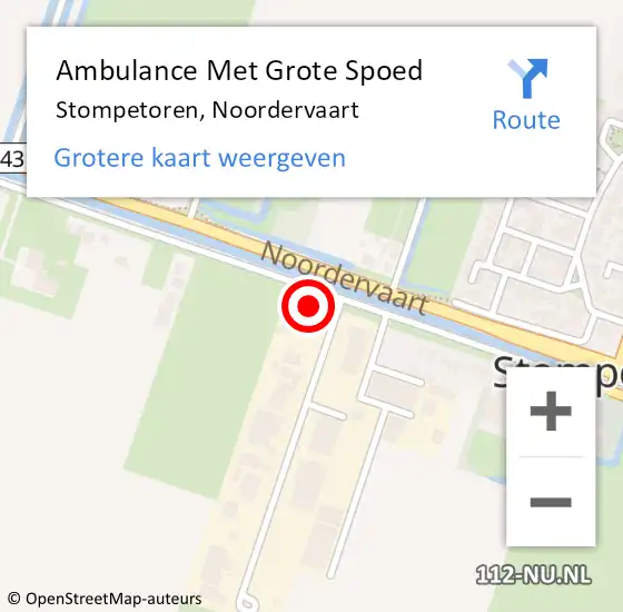 Locatie op kaart van de 112 melding: Ambulance Met Grote Spoed Naar Stompetoren, Noordervaart op 27 augustus 2015 18:22