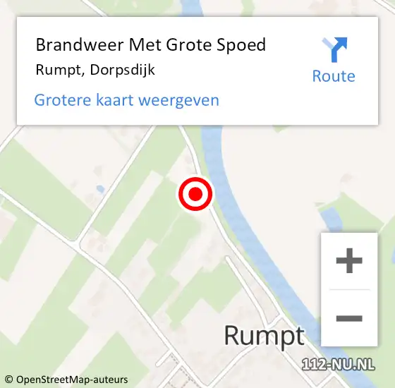 Locatie op kaart van de 112 melding: Brandweer Met Grote Spoed Naar Rumpt, Dorpsdijk op 27 augustus 2015 18:32