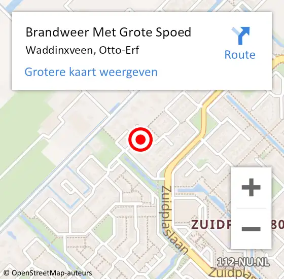 Locatie op kaart van de 112 melding: Brandweer Met Grote Spoed Naar Waddinxveen, Otto-Erf op 27 augustus 2015 18:44