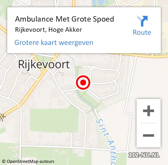 Locatie op kaart van de 112 melding: Ambulance Met Grote Spoed Naar Rijkevoort, Hoge Akker op 27 augustus 2015 19:04