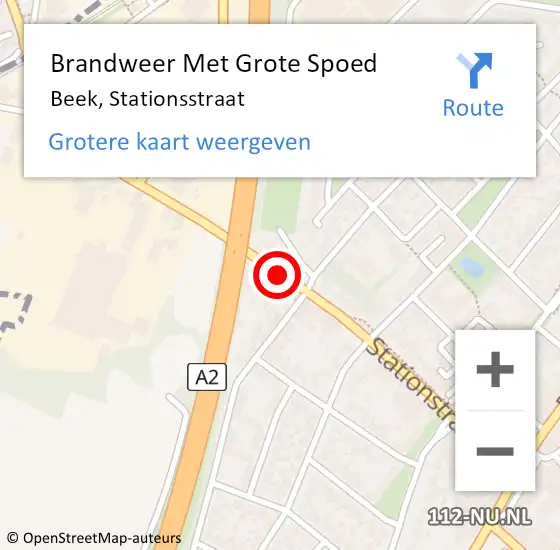 Locatie op kaart van de 112 melding: Brandweer Met Grote Spoed Naar Beek, Stationsstraat op 27 augustus 2015 19:29