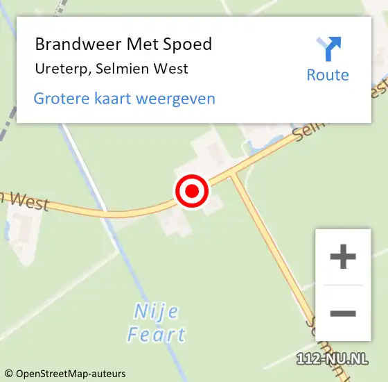 Locatie op kaart van de 112 melding: Brandweer Met Spoed Naar Ureterp, Selmien West op 27 augustus 2015 20:44