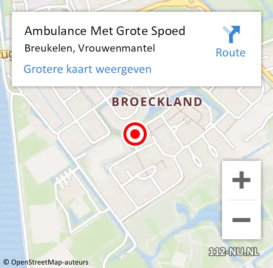 Locatie op kaart van de 112 melding: Ambulance Met Grote Spoed Naar Breukelen, Vrouwenmantel op 27 augustus 2015 21:18