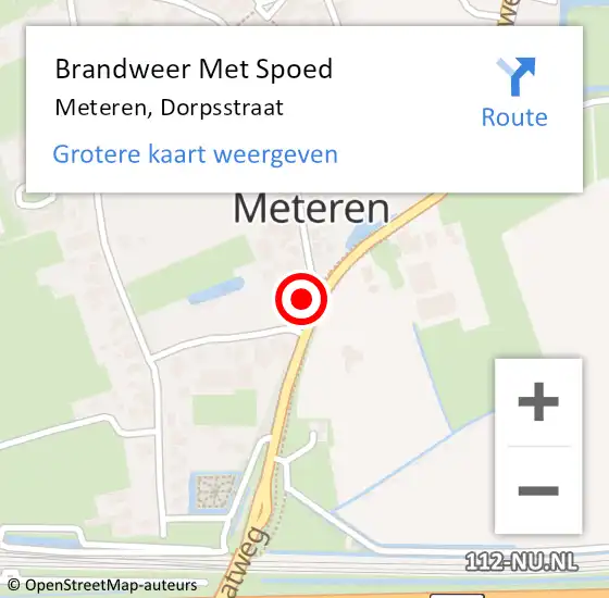 Locatie op kaart van de 112 melding: Brandweer Met Spoed Naar Meteren, Dorpsstraat op 27 augustus 2015 22:19