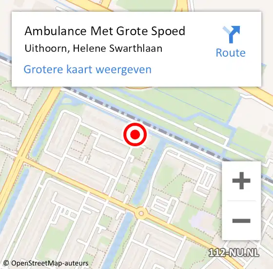 Locatie op kaart van de 112 melding: Ambulance Met Grote Spoed Naar Uithoorn, Helene Swarthlaan op 27 augustus 2015 23:42