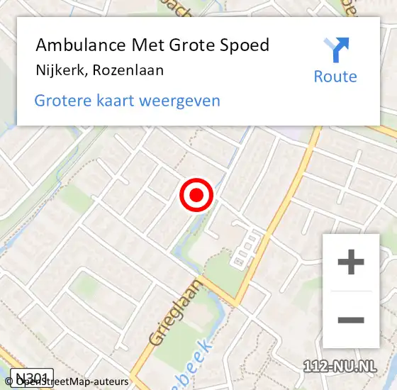 Locatie op kaart van de 112 melding: Ambulance Met Grote Spoed Naar Nijkerk, Rozenlaan op 28 augustus 2015 06:12