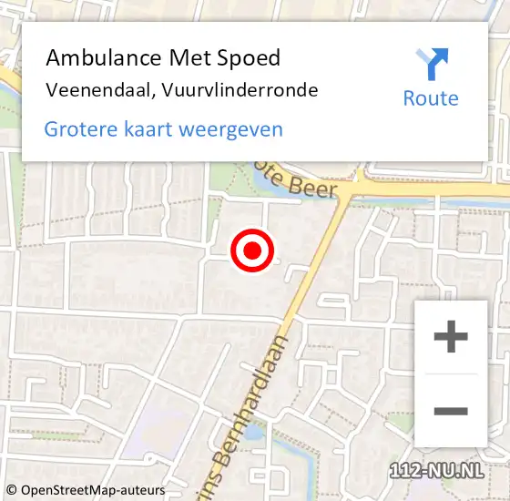 Locatie op kaart van de 112 melding: Ambulance Met Spoed Naar Veenendaal, Vuurvlinderronde op 28 augustus 2015 06:47