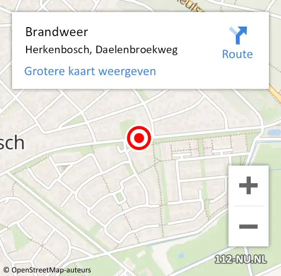 Locatie op kaart van de 112 melding: Brandweer Herkenbosch, Daelenbroekweg op 28 augustus 2015 06:52